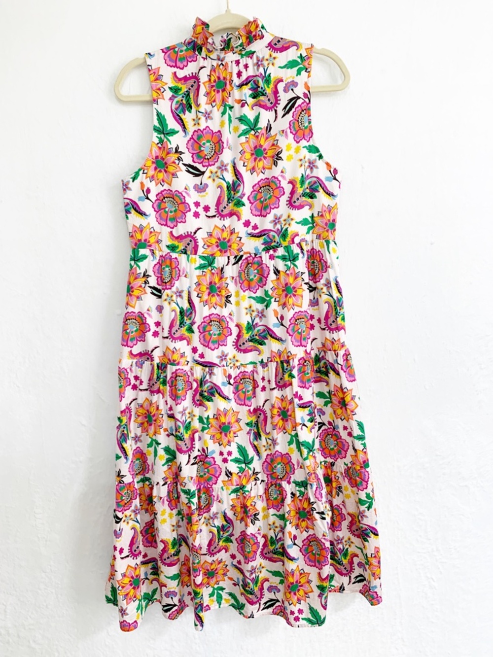 Crosby by Mollie Burch Wesley Ruffle Collar Tiered Midi Dress in Festival Floral - Picture 7 of 16